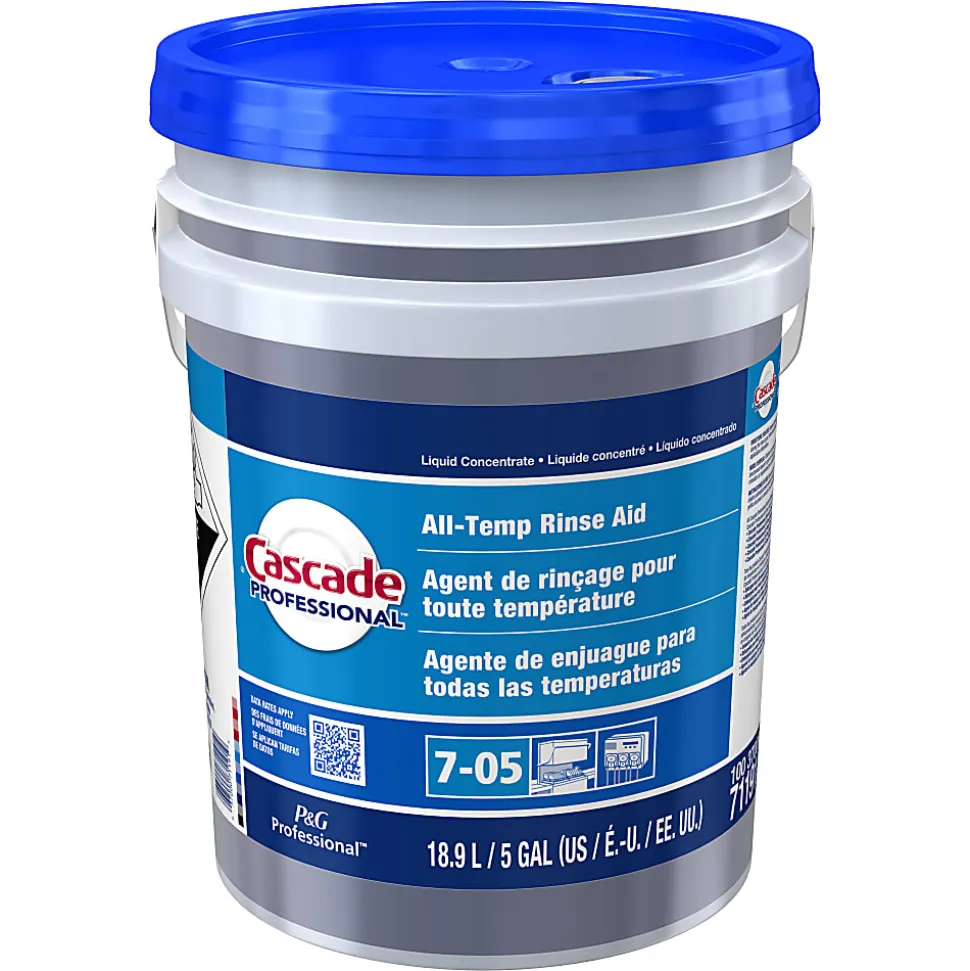 Cascade Professional All-Temperature Rinse Aid Detergent, Closed Loop, 5 Gallon, Blue