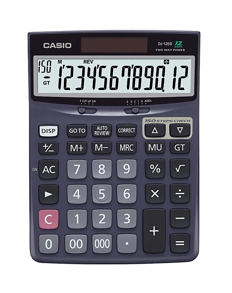 Casio® Check & Correct Desk Calculator, 1.37" x 5.51" x 7.51", Black, DJ120D