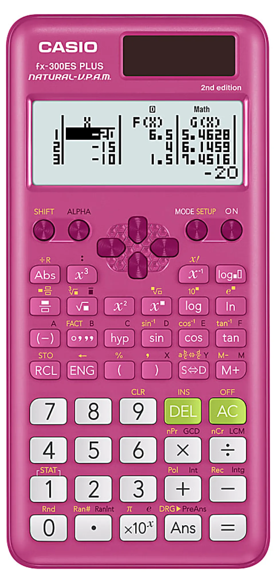 Casio® fx-300ES PLUS Natural-V.P.A.M. 2nd Edition Scientific Calculator, Pink, FX-300ESPLS2-PK