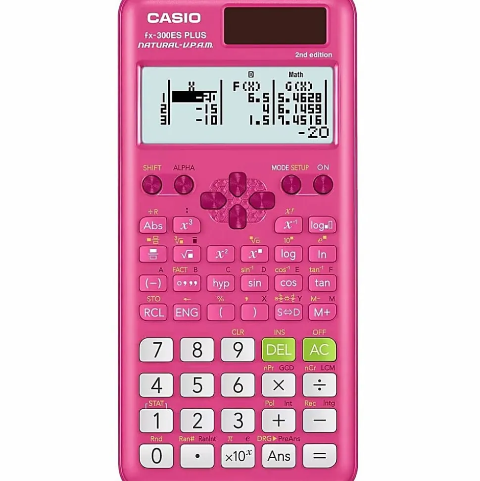 Casio® fx-300ES PLUS Natural-V.P.A.M. 2nd Edition Scientific Calculator, Pink, FX-300ESPLS2-PK