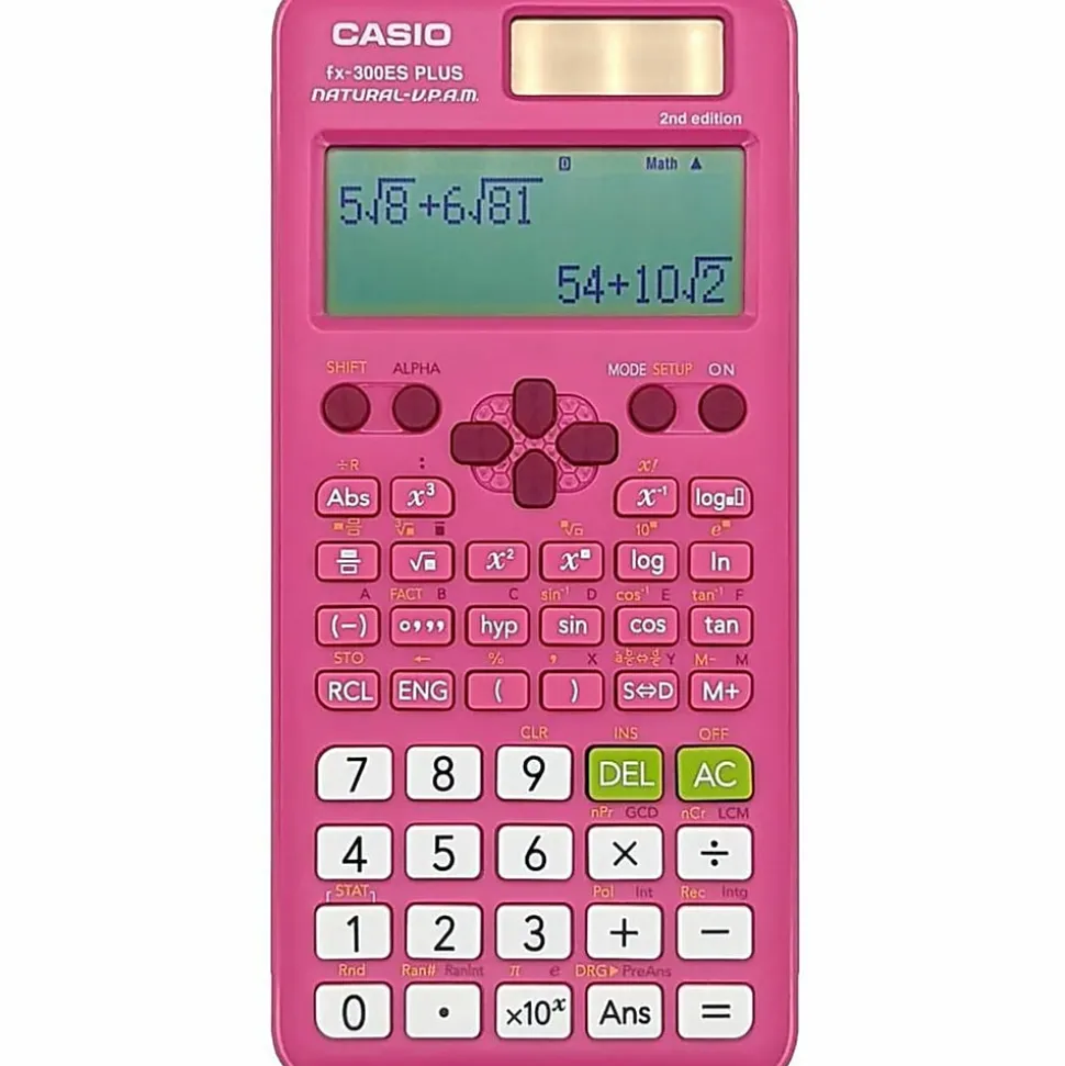 Casio® fx-300ES PLUS Natural-V.P.A.M. 2nd Edition Scientific Calculator, Pink, FX-300ESPLS2-PK
