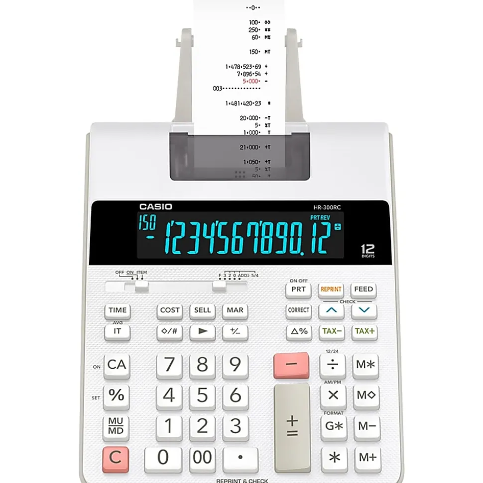 Casio® HR-300RC Desktop 2-Color Printing Calculator