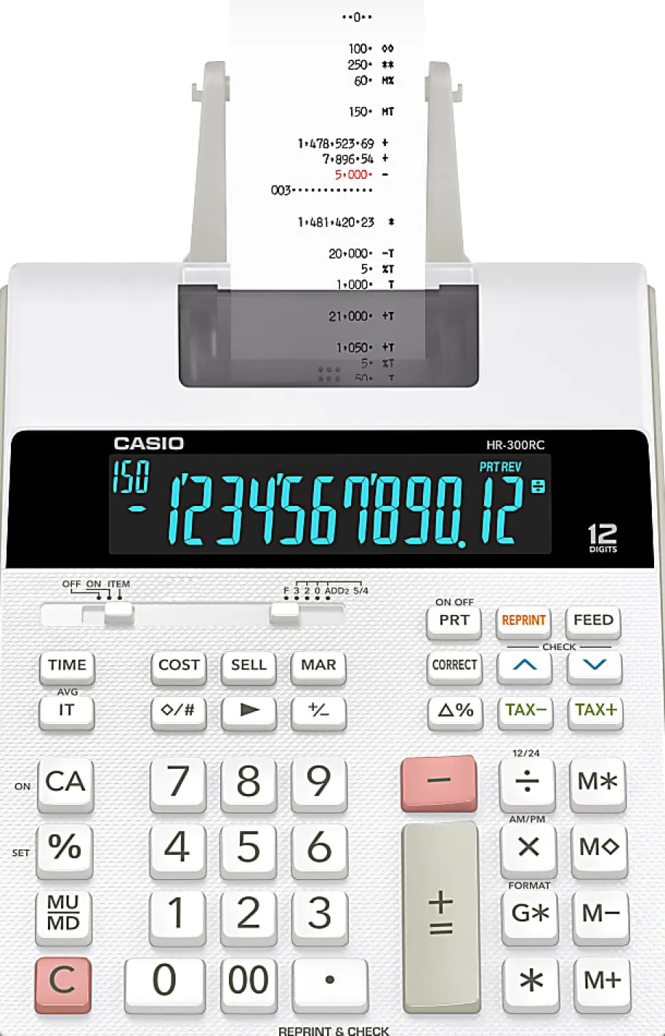 Casio® HR-300RC Desktop 2-Color Printing Calculator