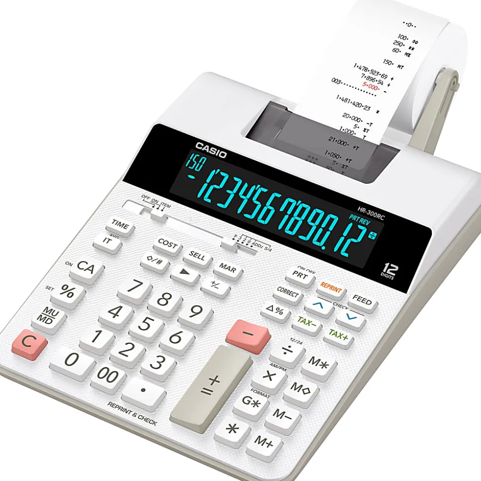 Casio® HR-300RC Desktop 2-Color Printing Calculator