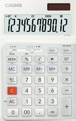 Casio® JE-12E Compact Ergonomic Calculator, White