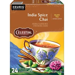 Celestial Seasonings India Spice Chai Keurig Single Serve K-Cup Pods, 24 Pods Per Pack, Case Of 4 Packs