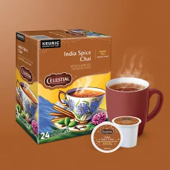 Celestial Seasonings India Spice Chai Keurig Single Serve K-Cup Pods, 24 Pods Per Pack, Case Of 4 Packs