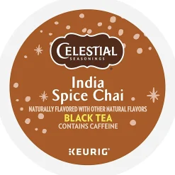 Celestial Seasonings India Spice Chai Keurig Single Serve K-Cup Pods, 24 Pods Per Pack, Case Of 4 Packs