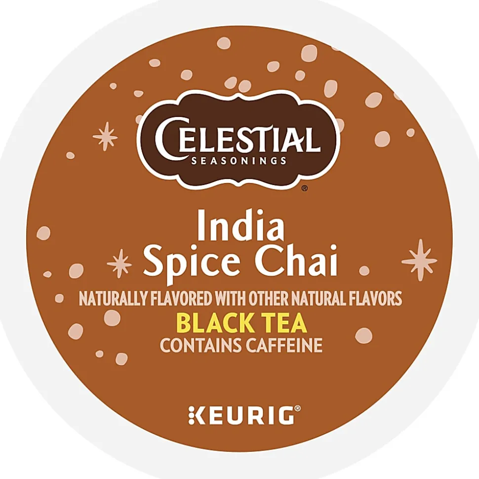 Celestial Seasonings India Spice Chai Keurig Single Serve K-Cup Pods, 24 Pods Per Pack, Case Of 4 Packs
