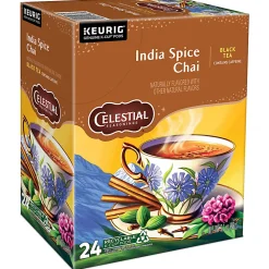 Celestial Seasonings India Spice Chai Keurig Single Serve K-Cup Pods, 24 Pods Per Pack, Case Of 4 Packs