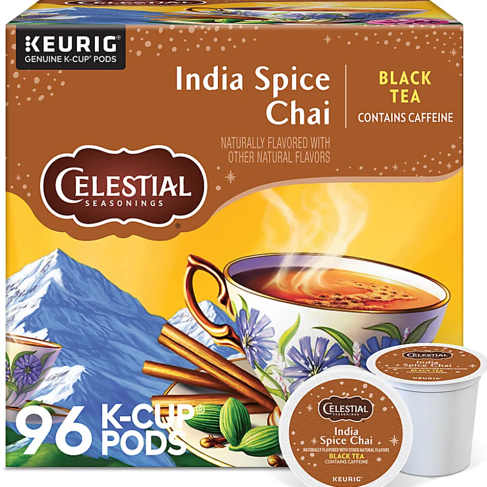Celestial Seasonings India Spice Chai Keurig Single Serve K-Cup Pods, 24 Pods Per Pack, Case Of 4 Packs