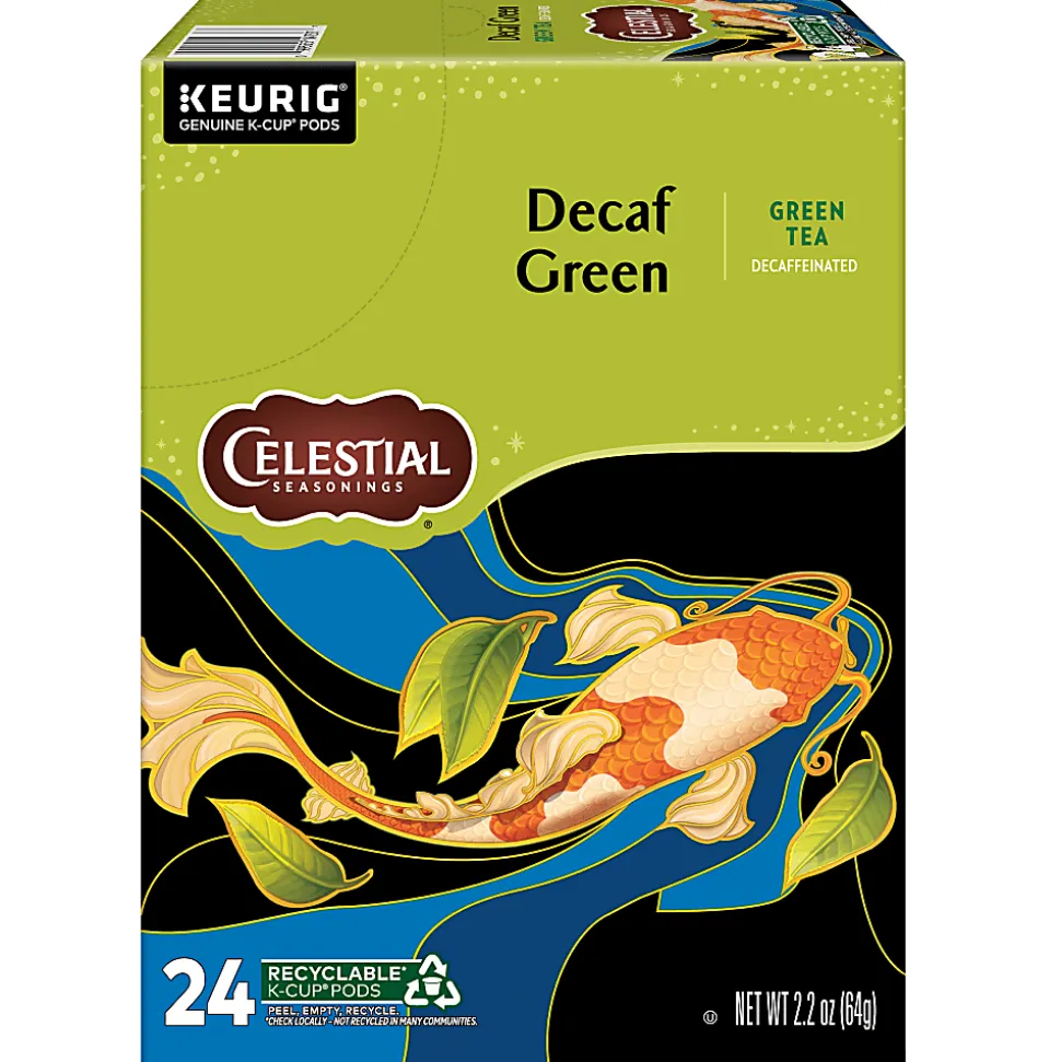 Celestial Seasonings Natural Antioxidant Decaf Green Tea Keurig Single-Serve K-Cup Pods, 24 Pods Per Pack, Case Of 4 Packs