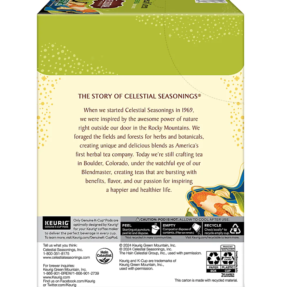 Celestial Seasonings Natural Antioxidant Decaf Green Tea Keurig Single-Serve K-Cup Pods, 24 Pods Per Pack, Case Of 4 Packs