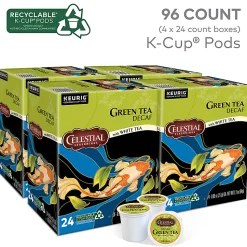 Celestial Seasonings Natural Antioxidant Decaf Green Tea Keurig Single-Serve K-Cup Pods, 24 Pods Per Pack, Case Of 4 Packs