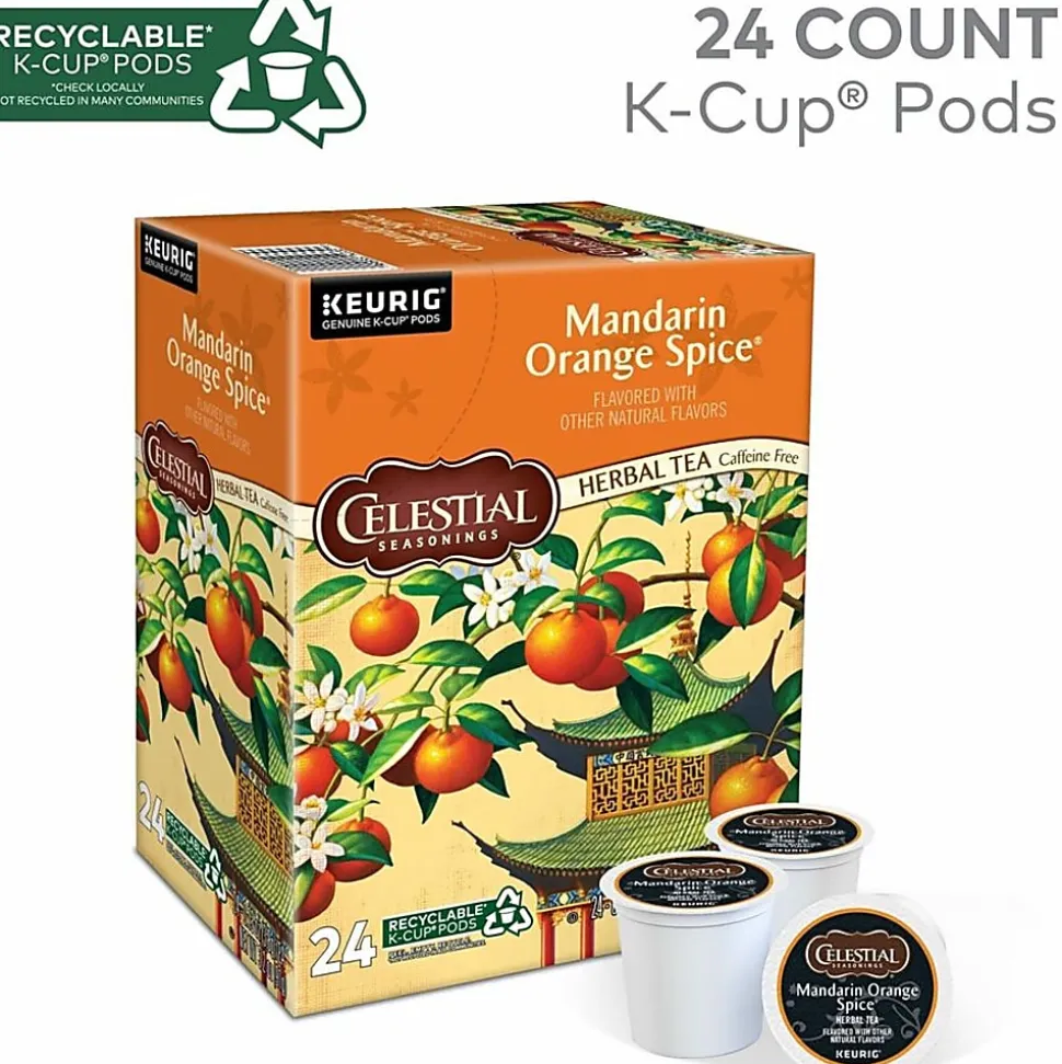 Celestial Seasonings® Single-Serve K-Cup® Pods, Mandarin Orange Tea, Box Of 24