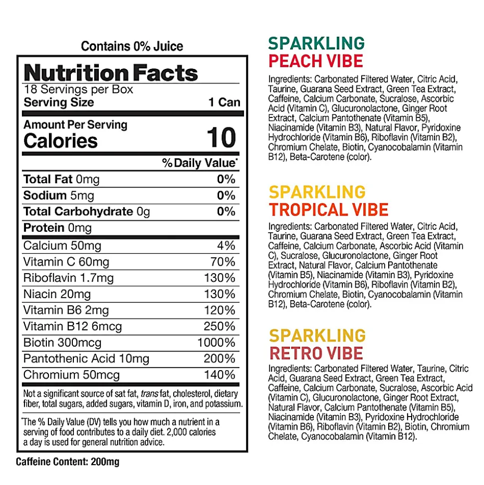Celsius Vibe Energy Drinks Variety Pack, 12 Oz, Pack Of 18 Drinks