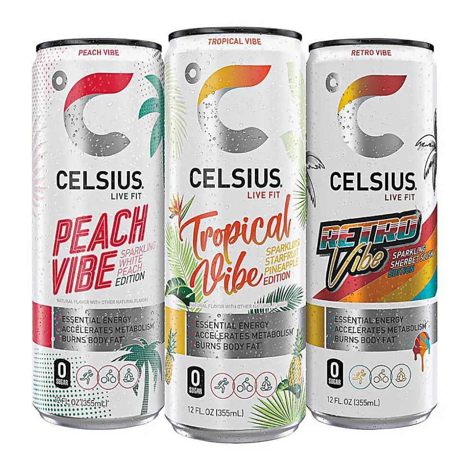 Celsius Vibe Energy Drinks Variety Pack, 12 Oz, Pack Of 18 Drinks