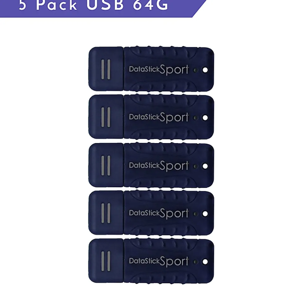 Centon DataStick Pro USB 3.0 Flash Drives, 64GB, Sport Blue, Pack Of 5 Flash Drives, S1-U3W2-64G-5B