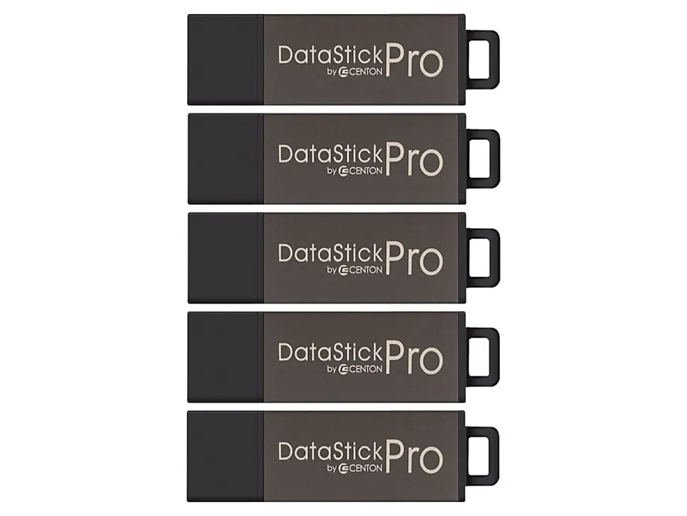 Centon DataStick Pro USB Flash Drives, USB 2.0, 8GB, Gray, Pack Of 5, S1-U2P5-8-5B