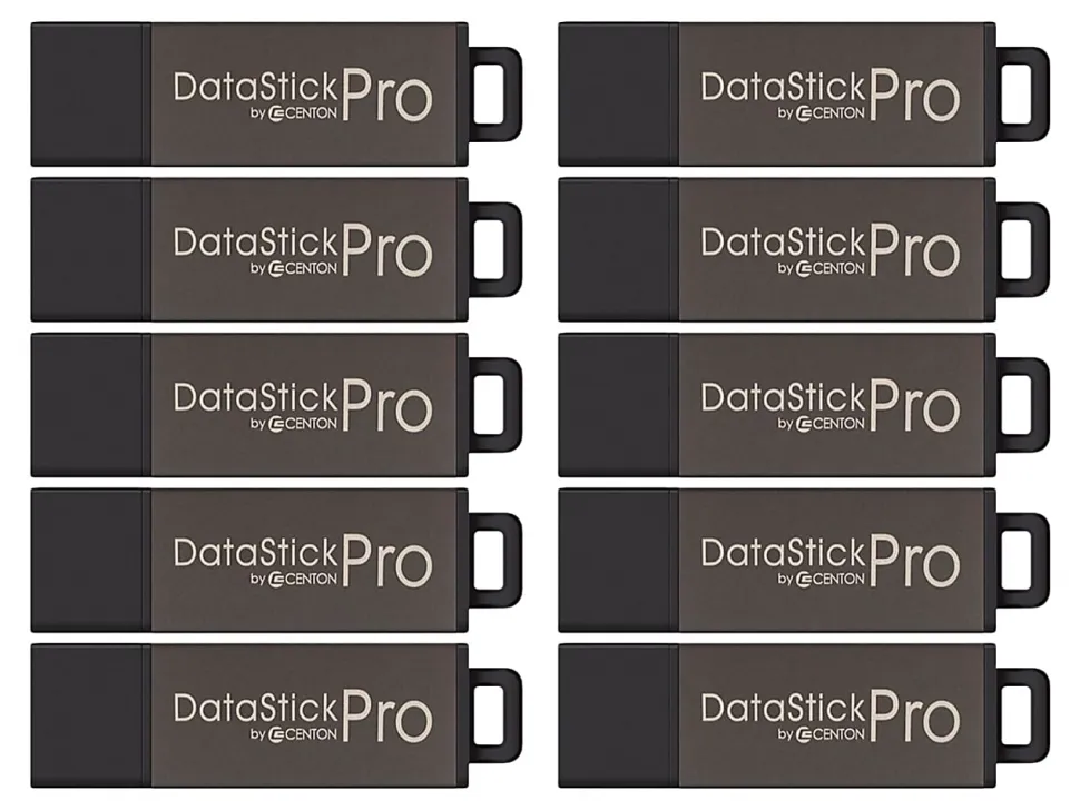 Centon DataStick Pro USB 2.0 Flash Drives, 32GB, Gray, Pack Of 10 Flash Drives