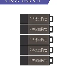Centon DataStick Pro USB Flash Drives, USB 2.0, 64GB, Gray, Pack Of 5, S1-U2P5-64-5B