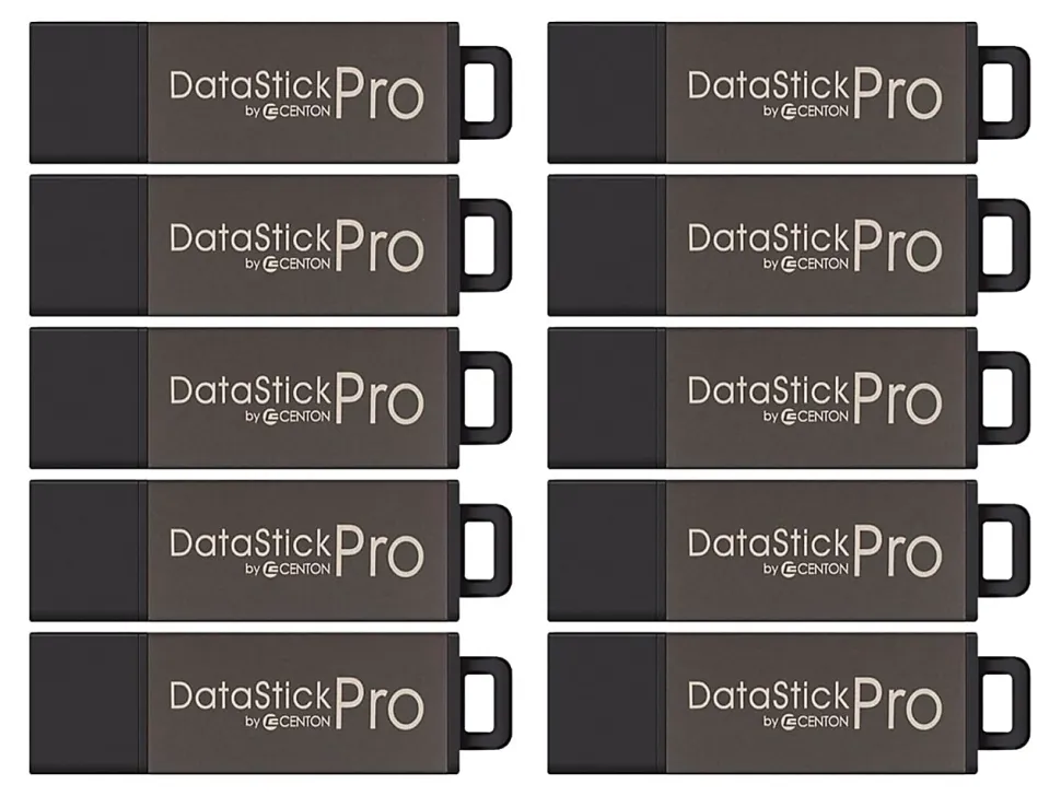 Centon DataStick Pro USB 2.0 Flash Drives, 16GB, Gray, Pack Of 10 Flash Drives