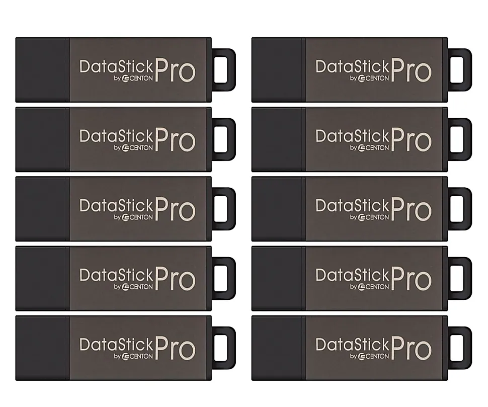 Centon DataStick Pro USB 2.0 Flash Drives, 8GB, Pro Gray, Pack Of 25 Flash Drives, S1-U2P1-8G25PK