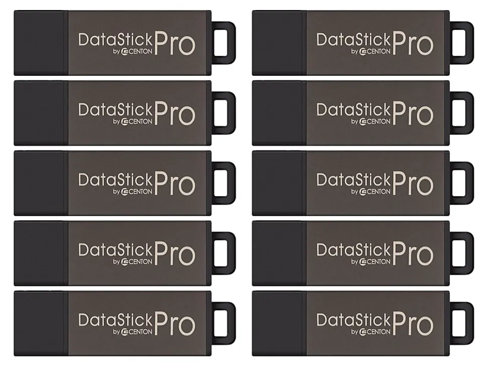 Centon DataStick Pro USB 2.0 Flash Drives, 4GB, Gray, Pack Of 10 Drives