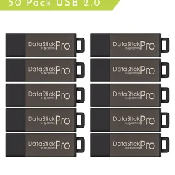 Centon DataStick Pro USB Flash Drives, USB 2.0, 4GB, Gray, Pack Of 50, S1-U2P1-4G50PK