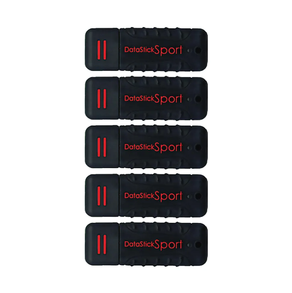 Centon DataStick Pro USB 2.0 Flash Drives, 64GB, Sport Black, Pack Of 5 Flash Drives, S1-U2W1-64G-5B