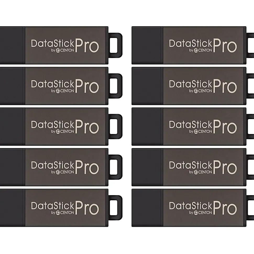 Centon DataStick Pro USB 2.0 Flash Drives, 2GB, Pro Gray, Pack Of 25 Flash Drives, S1-U2P1-2G25PK