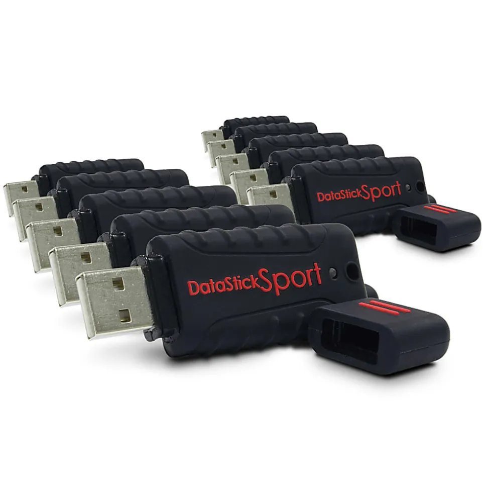 Centon DataStick Pro USB 2.0 Flash Drives, 8GB, Sport Black, Pack Of 10 Flash Drives, DSW8GB10PK