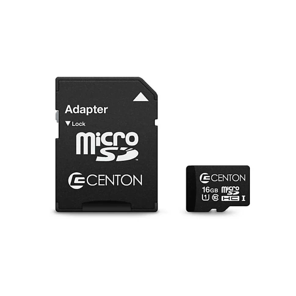 Centon microSDHC UHS-I Flash Memory Card, With SD Adapter, 16GB