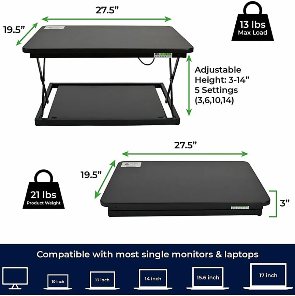 CHANGEdesk Mini black adjustable standing desk converter - CDMMB