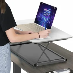 CHANGEdesk Mini White Laptop Standing Desk Converter & Single Monitor Sit Stand Up Desktop Riser - CDMM-W