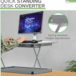 CHANGEdesk Mini White Laptop Standing Desk Converter & Single Monitor Sit Stand Up Desktop Riser - CDMM-W