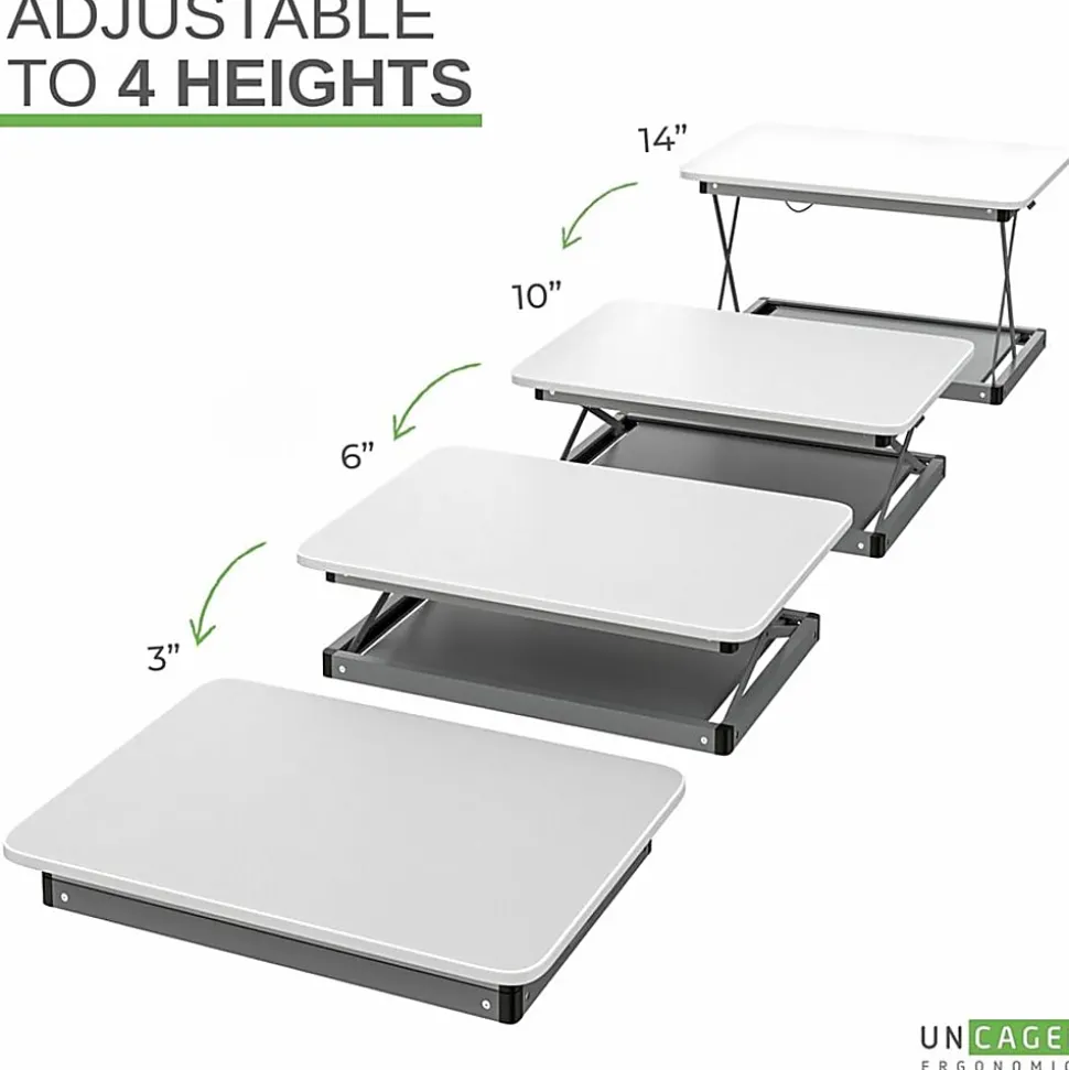CHANGEdesk Mini White Laptop Standing Desk Converter & Single Monitor Sit Stand Up Desktop Riser - CDMM-W