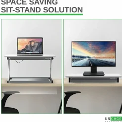 CHANGEdesk Mini White Laptop Standing Desk Converter & Single Monitor Sit Stand Up Desktop Riser - CDMM-W