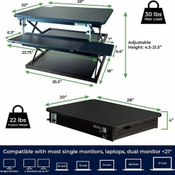 Changedesk Tall Compact Standing Desk Converter Riser For Laptops And Single Monitors, Black