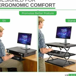 Changedesk Tall Compact Standing Desk Converter Riser For Laptops And Single Monitors, Black