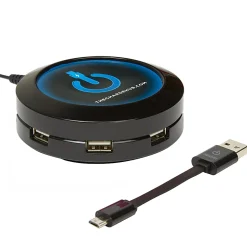 ChargeHub X7 7-Port USB Charger, Round, Black, CRGRD-X7-001