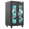 ChargeTech Metal UV Clean And Change Cart, 30-Bay, 55”H x 26”W x 22”D, Silver/Black