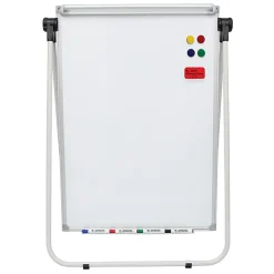 Charles Leonard Double Sided Magnetic Whiteboard Easel, 45”H x 32”W x 3-1/4”D, White, Silver Metal Frame