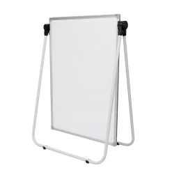 Charles Leonard Double Sided Magnetic Whiteboard Easel, 45”H x 32”W x 3-1/4”D, White, Silver Metal Frame