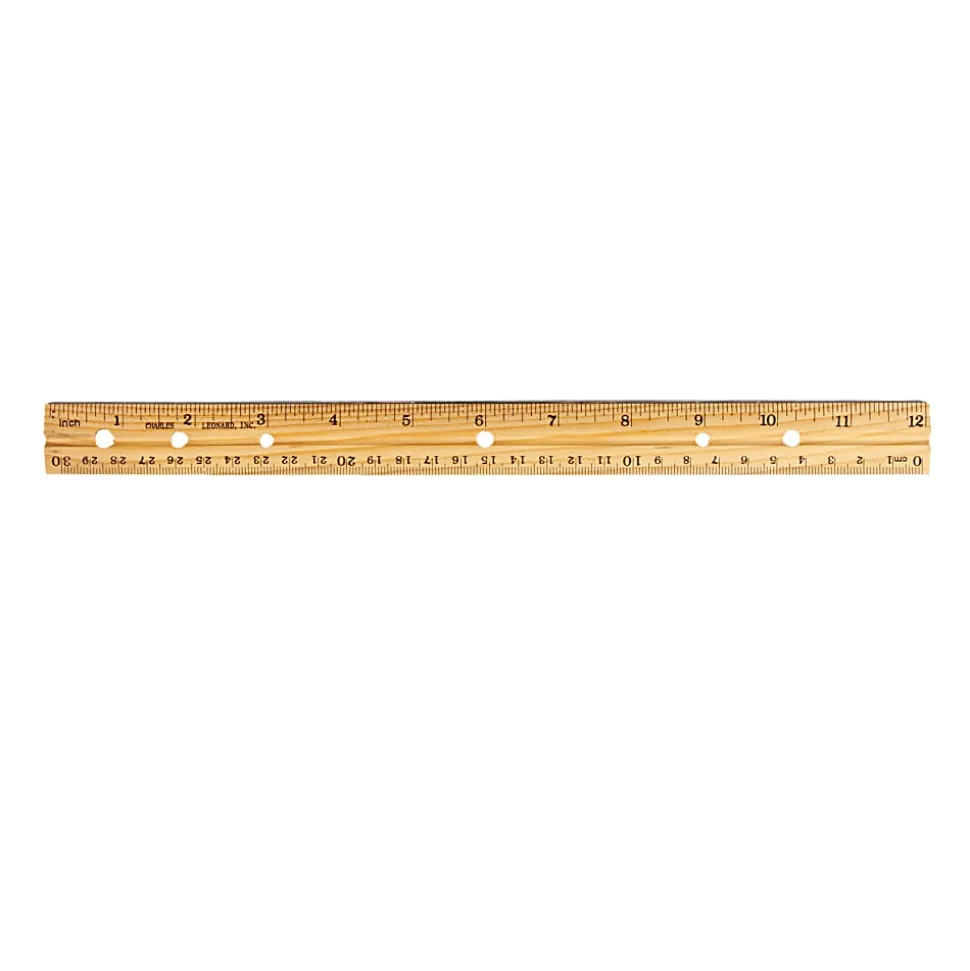 Charles Leonard Economy Wood Rulers, 1” x 12”, Natural, Pack Of 48 Rulers
