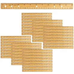 Charles Leonard Economy Wood Rulers, 1” x 12”, Natural, Pack Of 48 Rulers