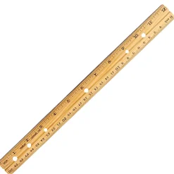 Charles Leonard Economy Wood Rulers, 1” x 12”, Natural, Pack Of 48 Rulers