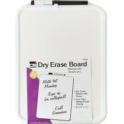 Charles Leonard Framed Dry-Erase Boards With Markers With Erasers, 11" x 8-1/2", White, Pack Of 12 Boards