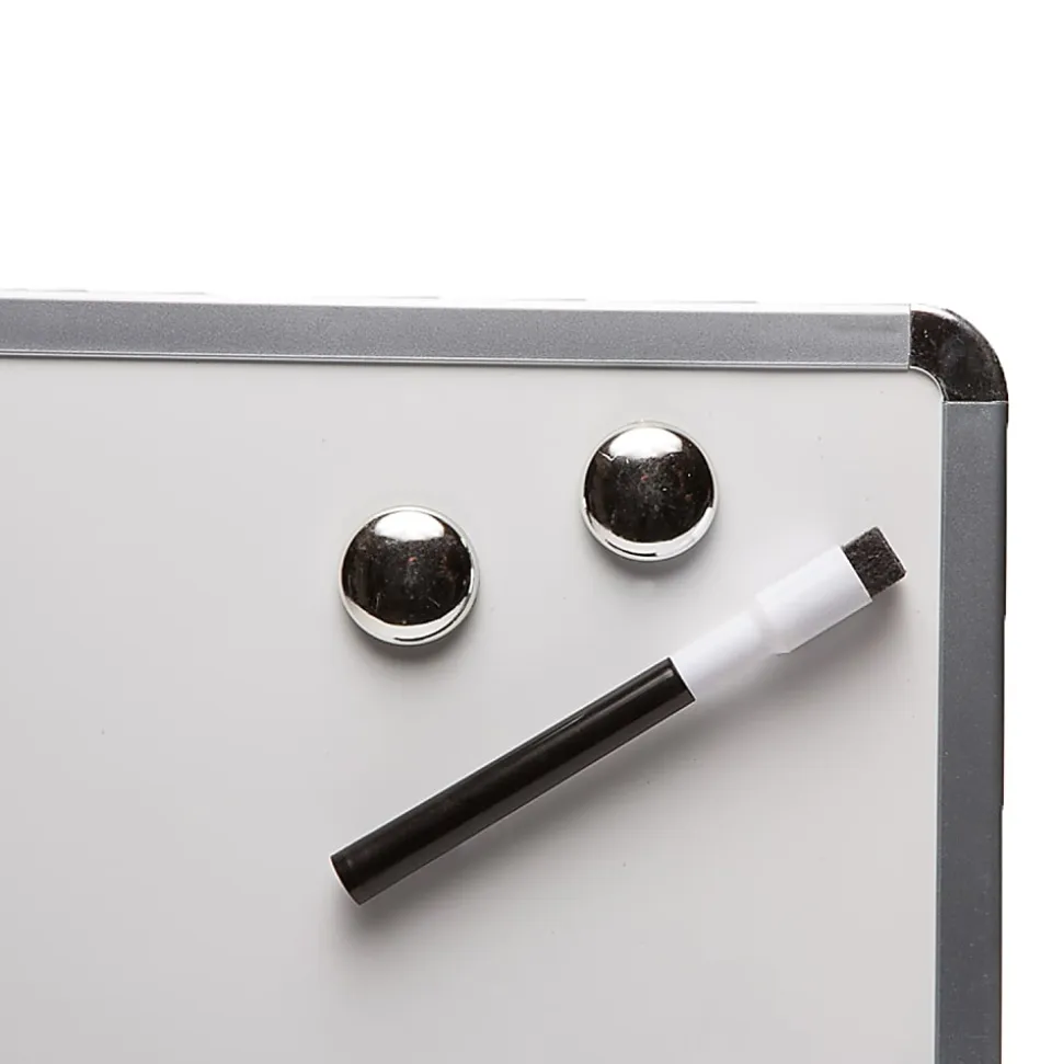 Charles Leonard Framed Magnetic Dry-Erase Boards With Markers & Magnets, 11" x 14", Silver Frame, Pack Of 3