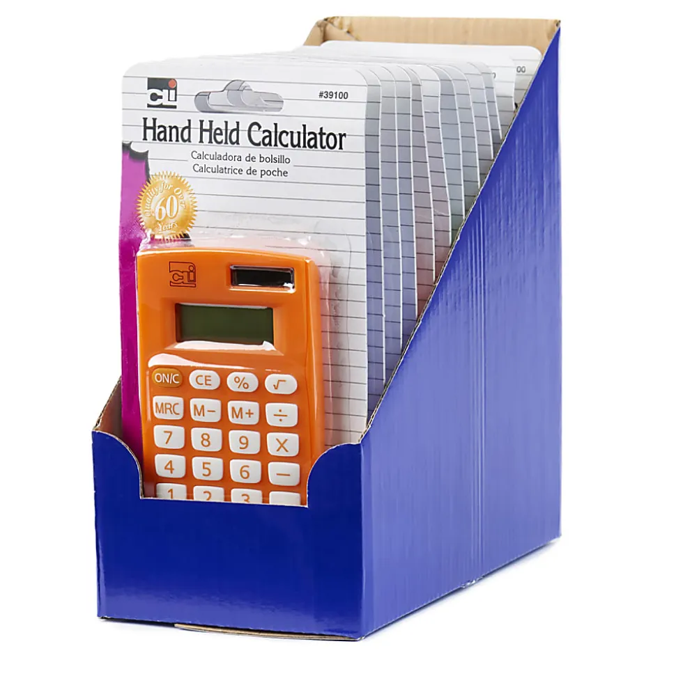 Charles Leonard Handheld 8-Digit Calculators, Assorted Colors, Pack Of 12 Calculators